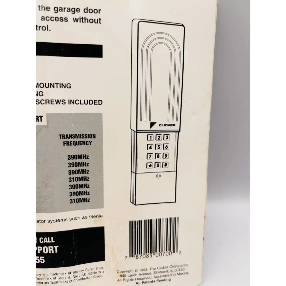 NOS Clicker Garage Door Wireless Keyless Entry Chamberlain Genie More Model K-3